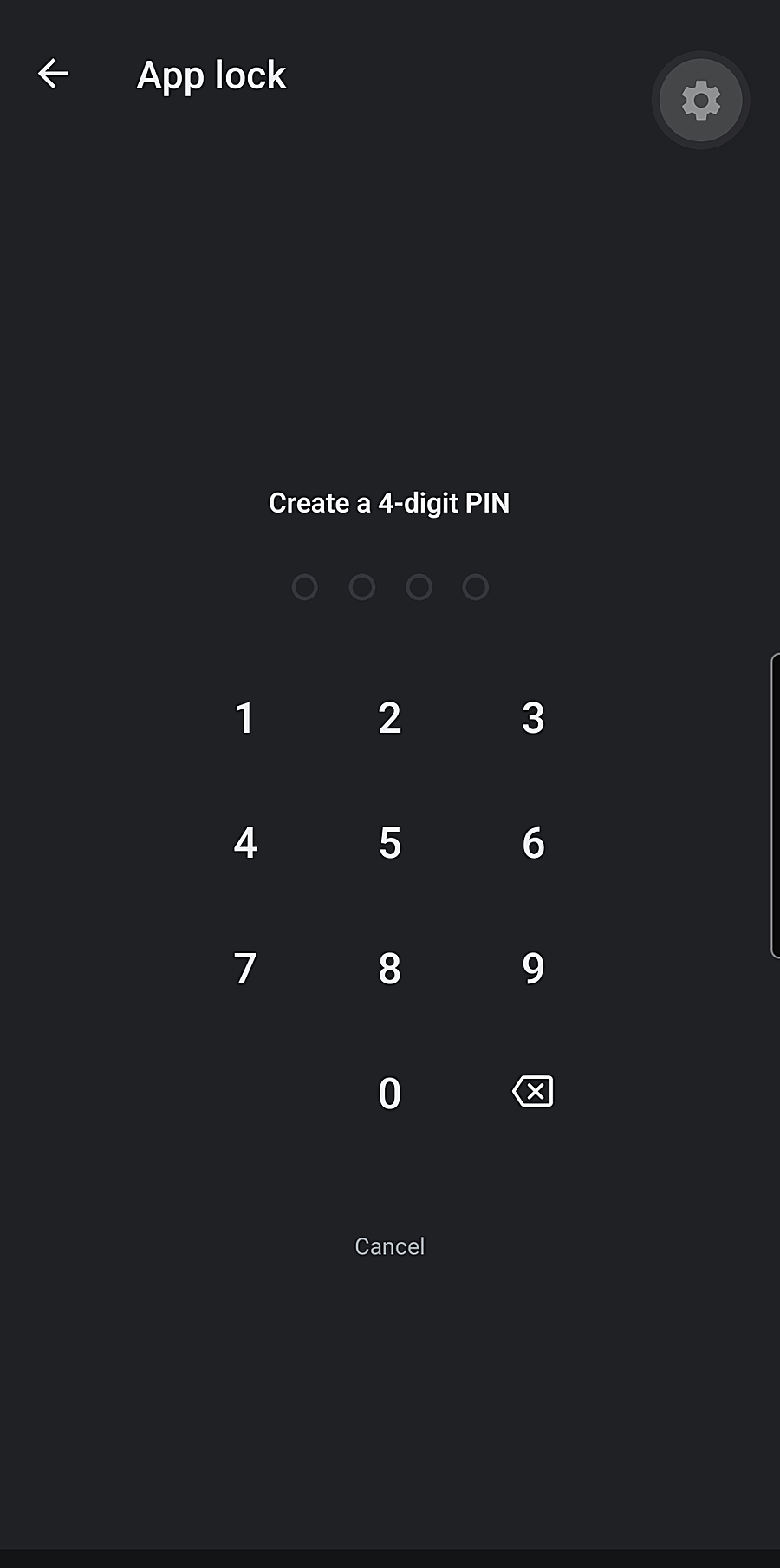 Sumova app lock screen: PIN or biometric unlock